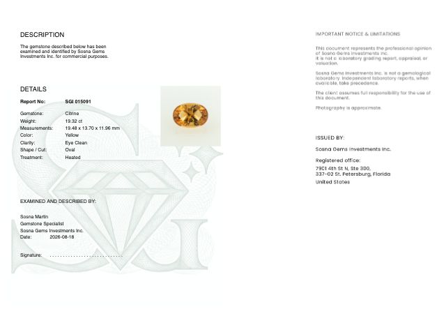 Sosna Gems Colored Stone Report