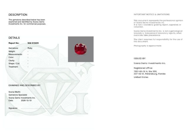 Sosna Gems Colored Stone Report
