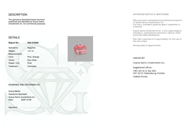 Sosna Gems Colored Stone Report